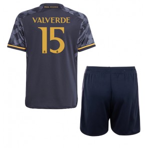 Real Madrid Federico Valverde #15 Udebanesæt Børn 2023-24 Kort ærmer (+ korte bukser)